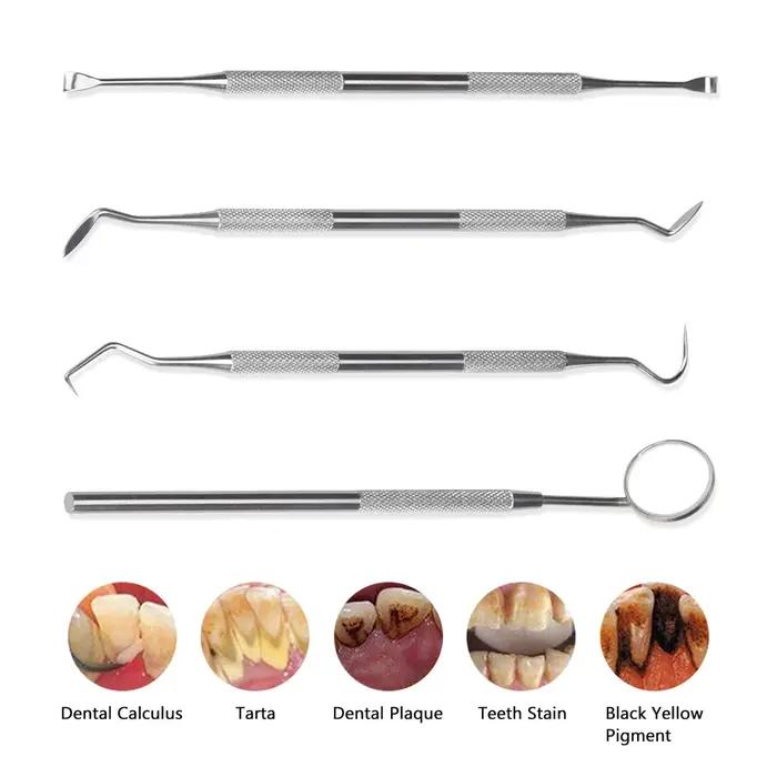 4 pièces/ensemble grattoir à tartre détartreur dissolvant de Plaque outil de nettoyage des dents den