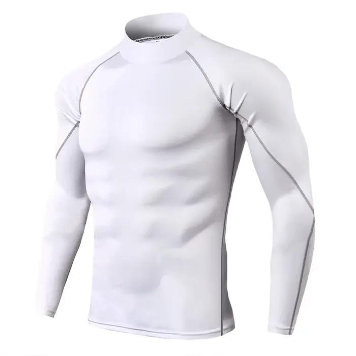 Compression t-shirt hommes à manches longues musculation Sport t-shirts décontracté séchage rapide g