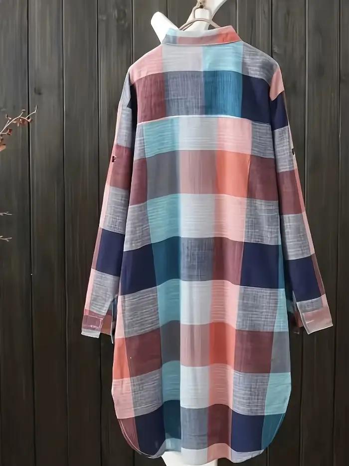 Chemisiers pour femmes grande taille 2025 nouvelle chemise ample à carreaux à rayures Vintage léger