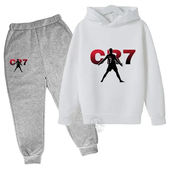 Ensemble de sport pour enfants printemps-automne, vêtements imprimés football CR7, ensemble deux piè