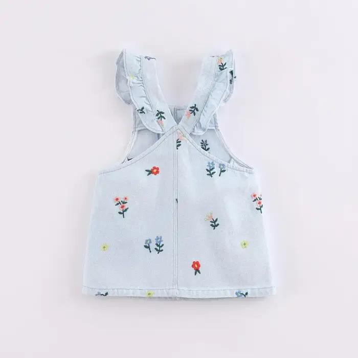 MARC & JANIE Robe d'été à bretelles en jean brodée florale pour filles, printemps 220689
