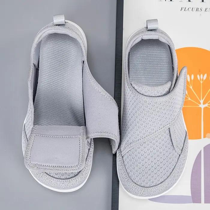 Chaussures ouvertes pour personnes âgées, chaussures pour diabétiques réglables, pieds gonflés, larg
