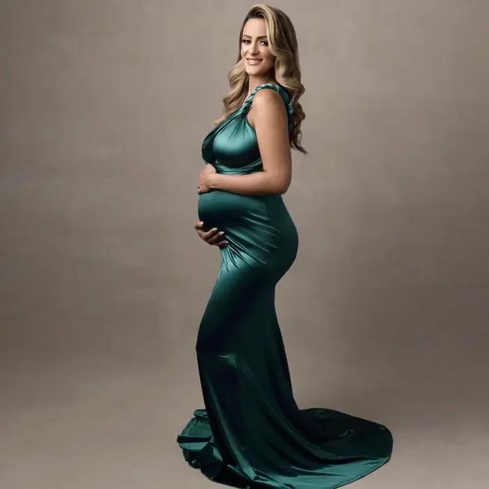 Robe de maternité en Satin extensible Convertible, tenue de soirée multi-voies pour les fêtes prénat