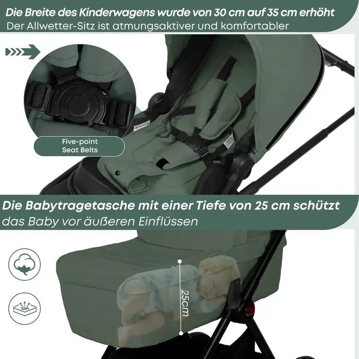 Poussette multifonctionnelle légère 2-en-1 de haute qualité, chariot bidirectionnel, cadre en alumin