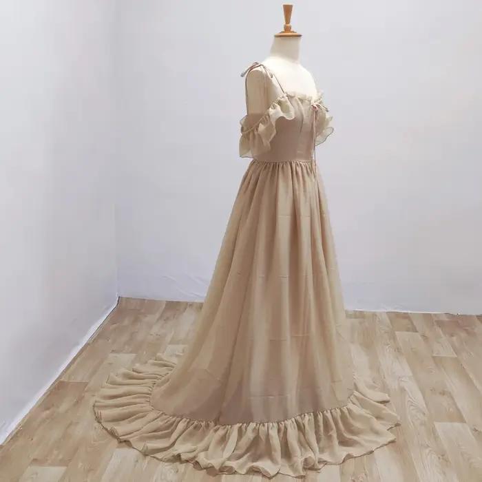 Robes de maternité pour séance Photo, tenue de séance Photo de grossesse, bretelles à volants, robe