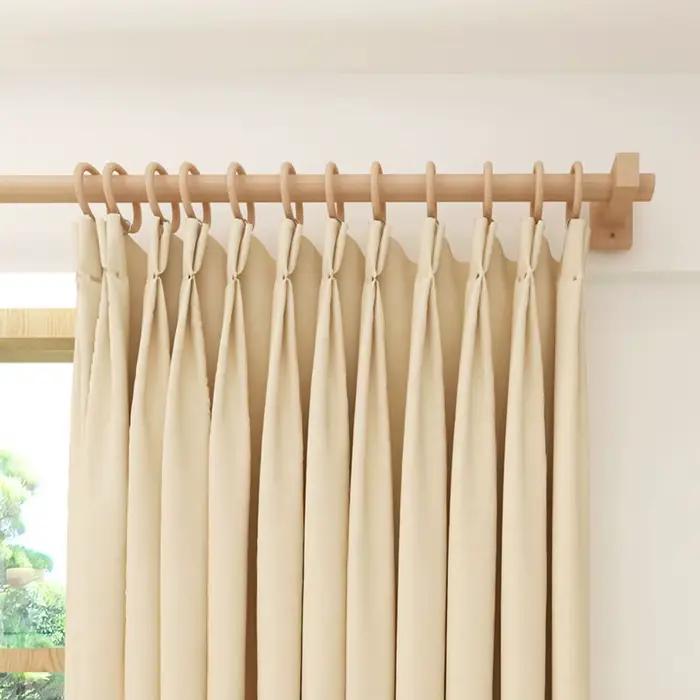 1 douzaine d'anneaux décoratifs en bois pour rideaux en bois avec clip amovible ou vissé
