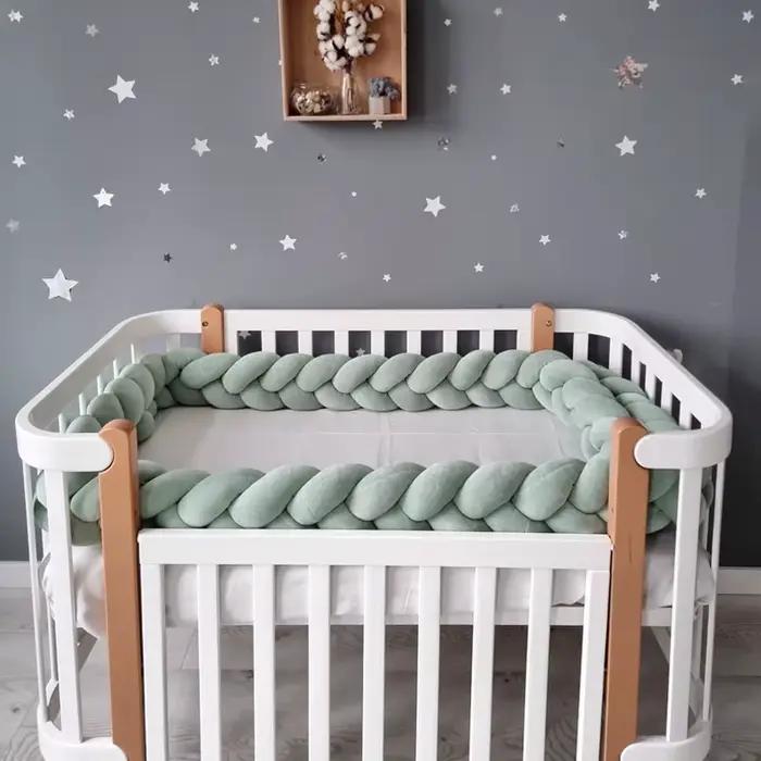Protecteur lit bébé 1-4 mois tresse noeud décoratif - Coussin pare-chocs berceau sécurité chambre enfant