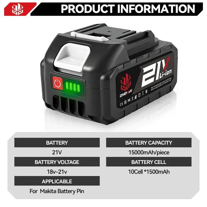 ONEVAN 21V batterie au Lithium 928VF 29900mAh 588VF 22900mAh indicateur de capacité Rechargeable pour Makita 18V batteri