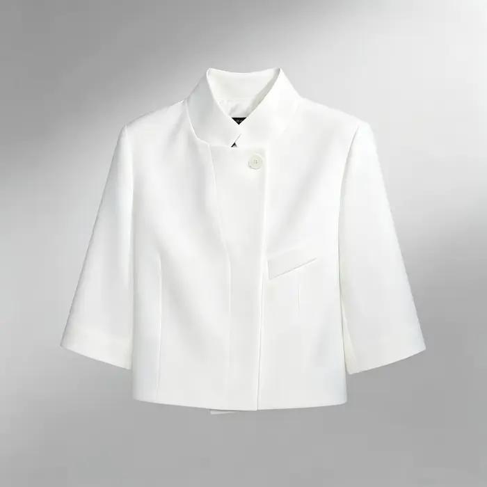 Blazer court noir pour femme, nouvelle collection printemps, manteau féminin à simple boutonnage, ha