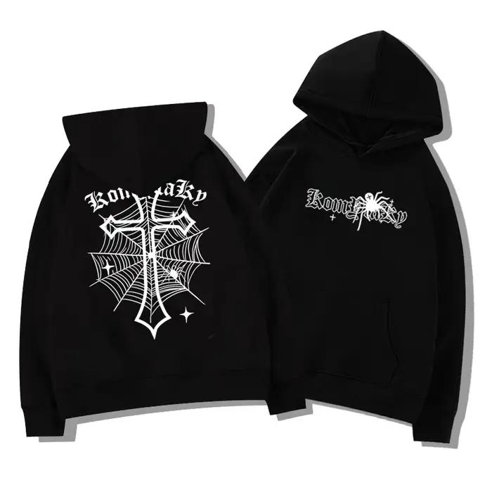 Sweat-shirt à capuche chaud en polaire pour hommes adultes, européen et américain, croix d'araignée,
