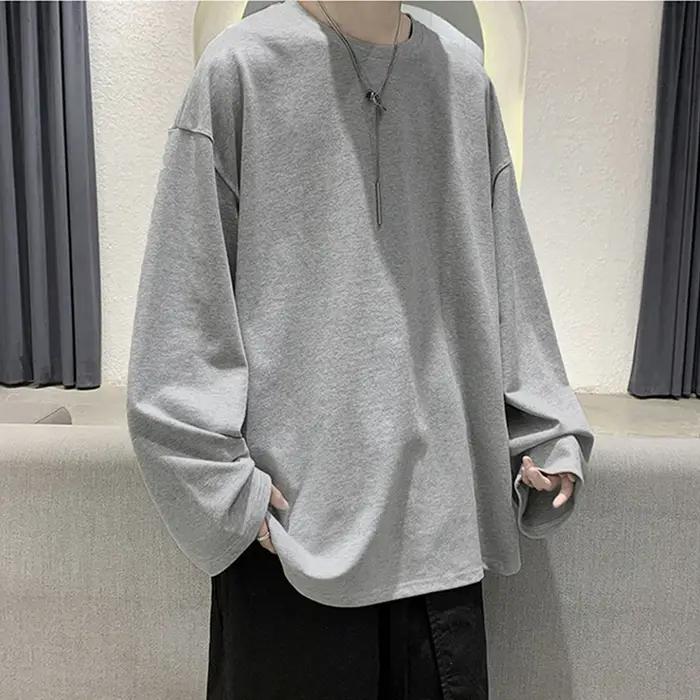Coton surdimensionné hommes femmes T-shirt homme manches longues couleur Pure hommes T-shirts pour h