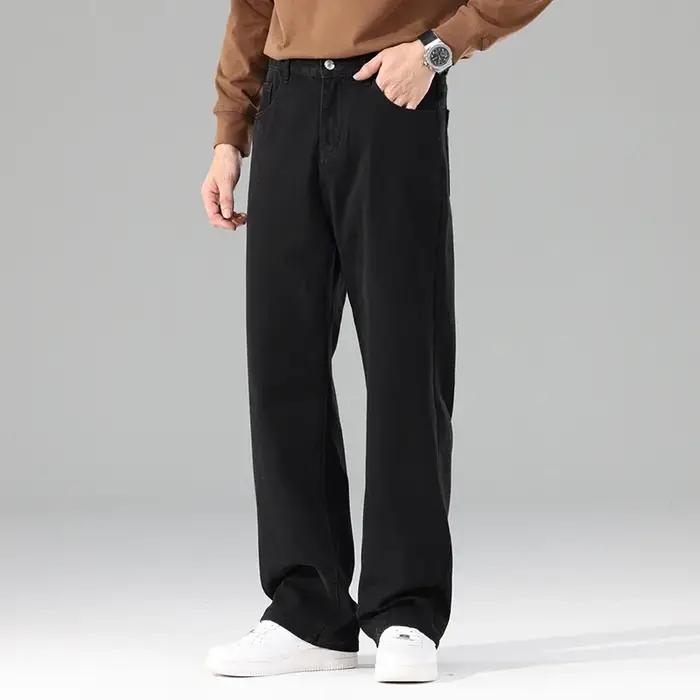 Homme flambant neuf automne jean hommes noir décontracté Baggy pantalon classique droit confortable