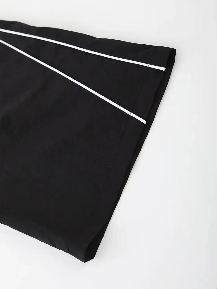 Pantalon décontracté pour homme, coupe droite, noir et blanc, avec cordon de serrage, style cargo, p