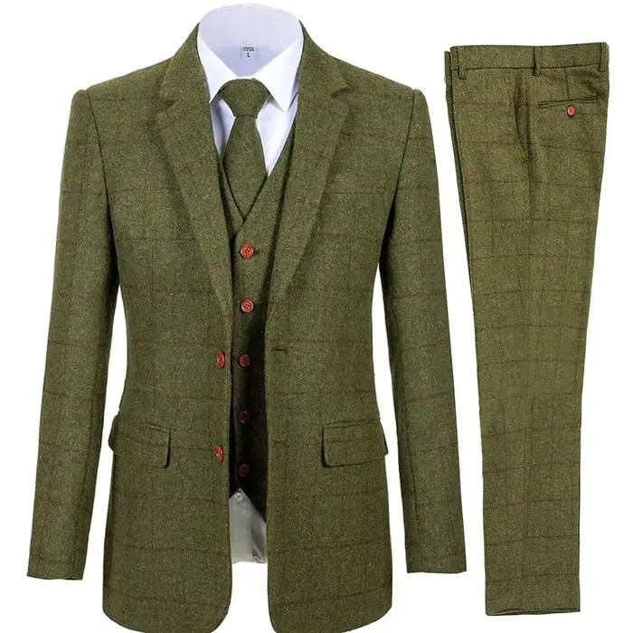 Costumes 3 pièces pour hommes, smoking formel à revers cranté pour garçons d'honneur, Tuxedos à carr