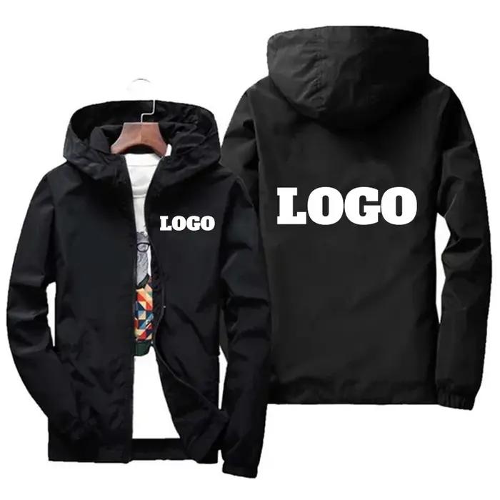 Veste imperméable avec logo de marque personnalisé pour hommes, coupe-vent chaud, vêtements décontra