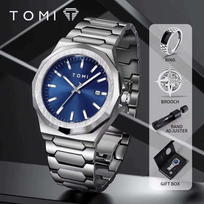 TOMI montre pour hommes d'affaires de luxe coffret cadeau boîtier en or Rose de haute qualité montre