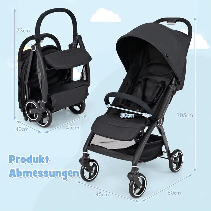 Poussette pliante à une main, Buggy de voyage léger avec dossier et capuche réglables, landau pour b