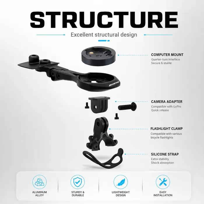 ULLICYC pour 5D Vision Metron ACR Support de guidon en alliage d'aluminium compatible avec GPS/Garmin/Bryton/Wahoo/Gopro
