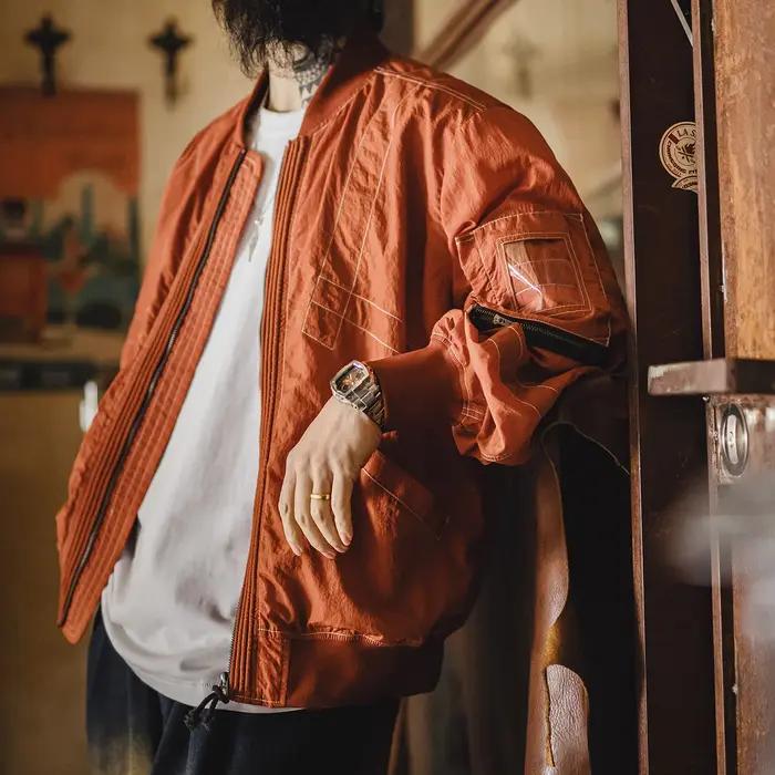 Blouson bomber MA1 Maden pour homme, veste de pilote légère, fermeture éclair, style baseball classi