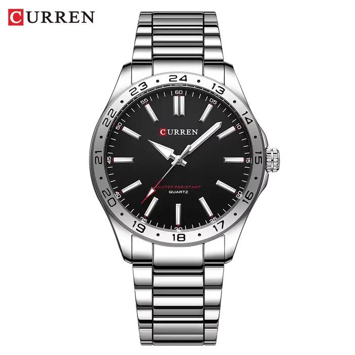 CURREN 8452 hommes montre à Quartz Simple mode loisirs affaires horloge noir argenté bracelet en aci