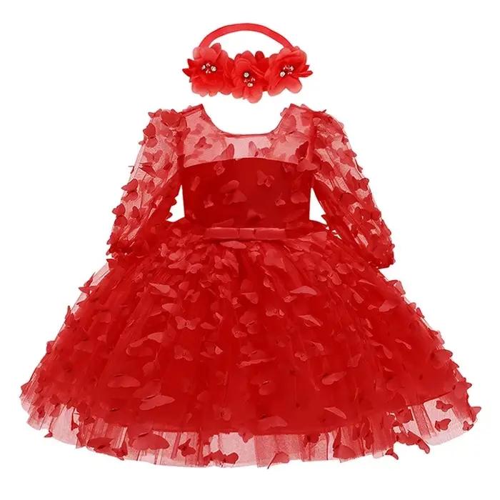 Robe pour nouveau-né de 3 6 9 12 18 24 mois, en maille à fleurs, à la mode, petite princesse, cadeau