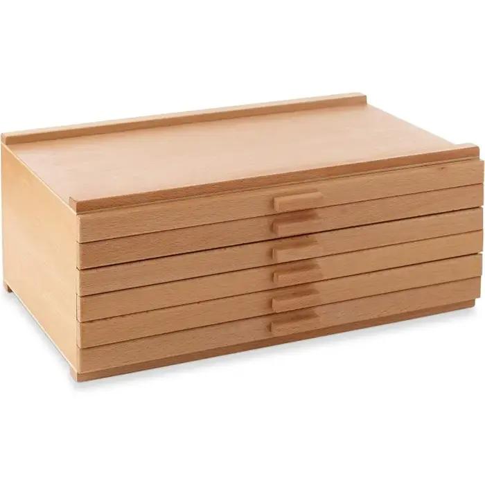 Boîte de rangement en bois à 6 tiroirs pour artistes, pour pastels, crayons, stylos, marqueurs, pinc