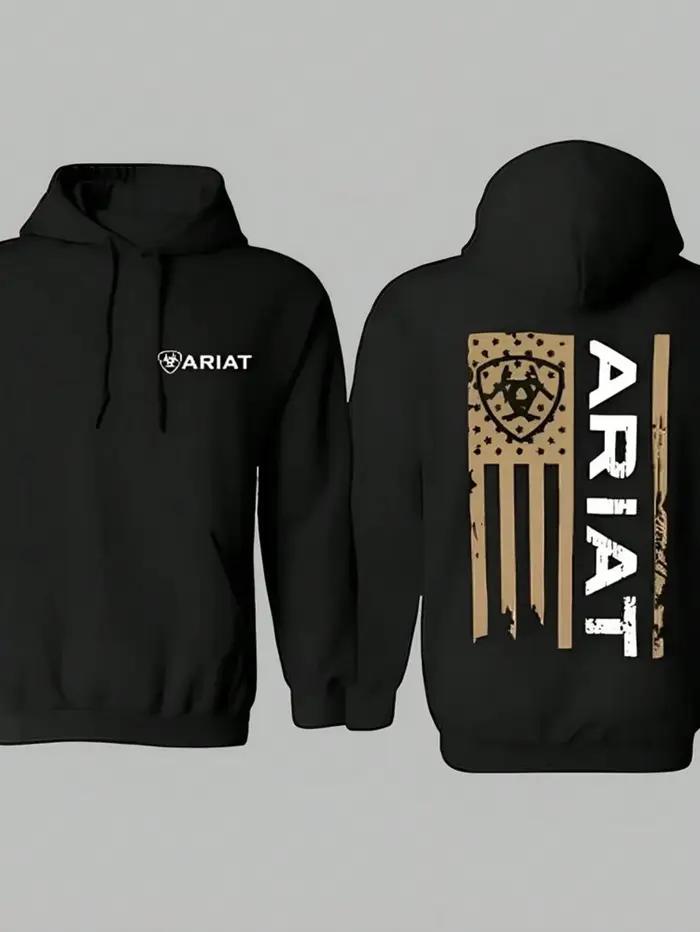 Sweat à capuche Ariat Flag, Sweat-shirt western cowboy, Pull rodéo ranch rural, Sweat à capuche avec