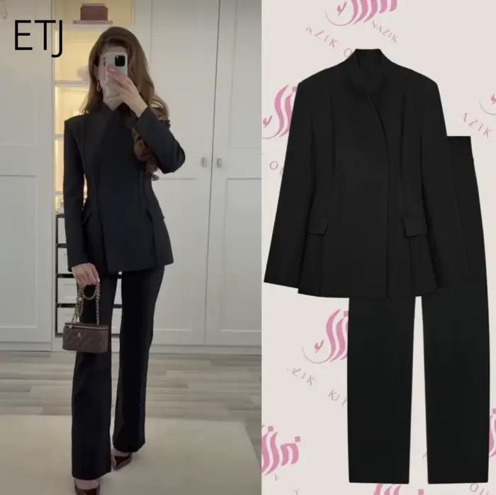 ETJ 2025 – veste de costume slim à col haut et pantalon décontracté assorti pour femmes, nouveau des