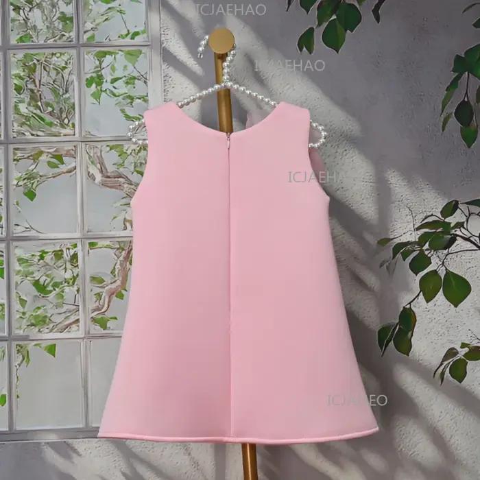 Nouvelle Robe de Princesse Rose Sans Manches pour Filles, Robe de Soirée Élégante avec Fleurs 3D pou