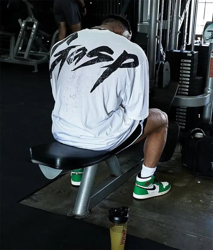 T-shirt d'été GYM American Tough Guy à manches courtes, en coton ample, pour le fitness et le sport,