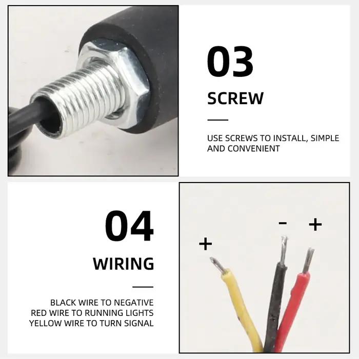 Indicateur d'extrémité de barre lumineuse à LED pour moto, clignotant de voiture, prise de poignée u