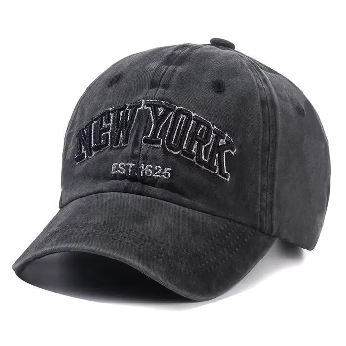 Casquette en coton délavé de New York pour hommes et femmes, Gorras à rabat, Casquette de Baseball,