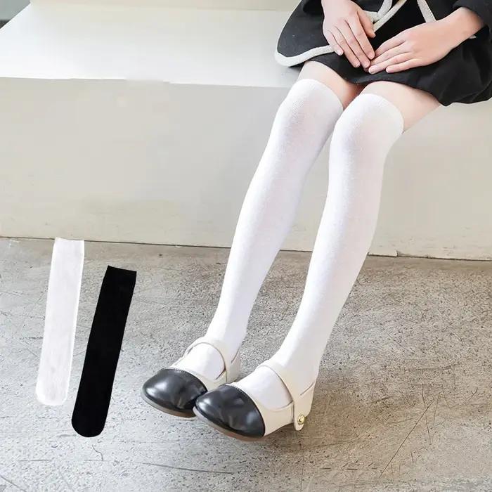 Chaussettes pour enfants pour filles chaussettes longues hautes blanches pour garçons chaussettes de