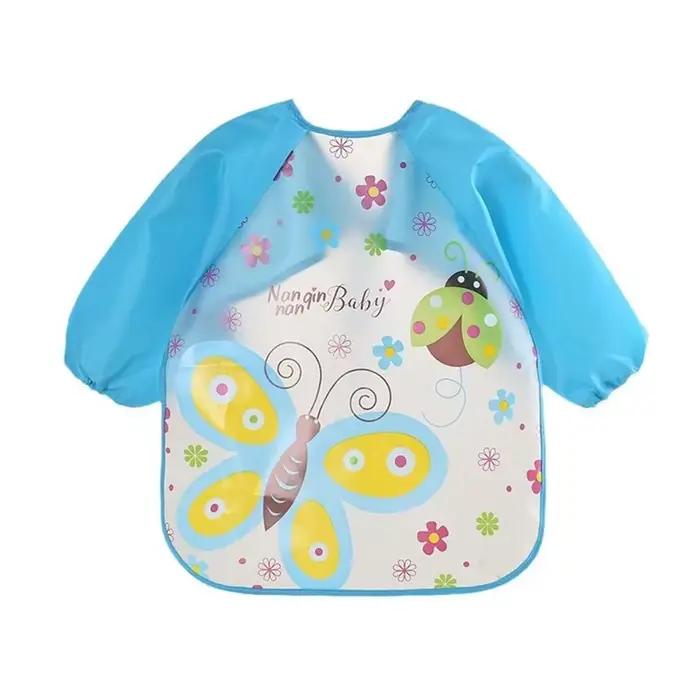 Bavoir anti-salissures pour bébé de 0 à 3 ans manteau à manches longues avec sangle doux mignon moti