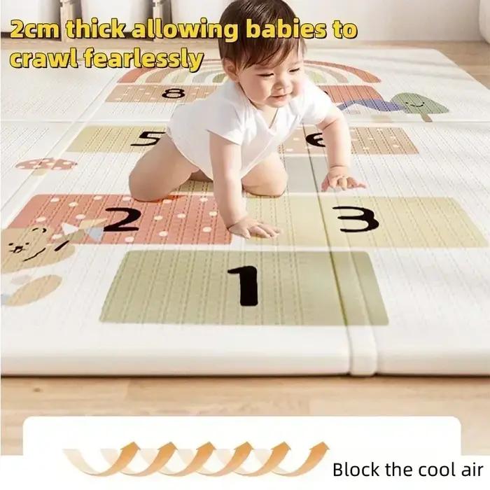 Tapis de jeu bébé pliable imperméable - Mousse réversible Playvirus pour sol nourrisson tout-petit