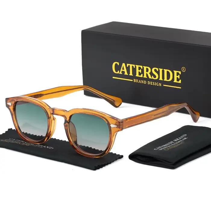 CATERSIDE rétro rond hommes lunettes de soleil Punk acide propionique broche Temple luxe lunettes de