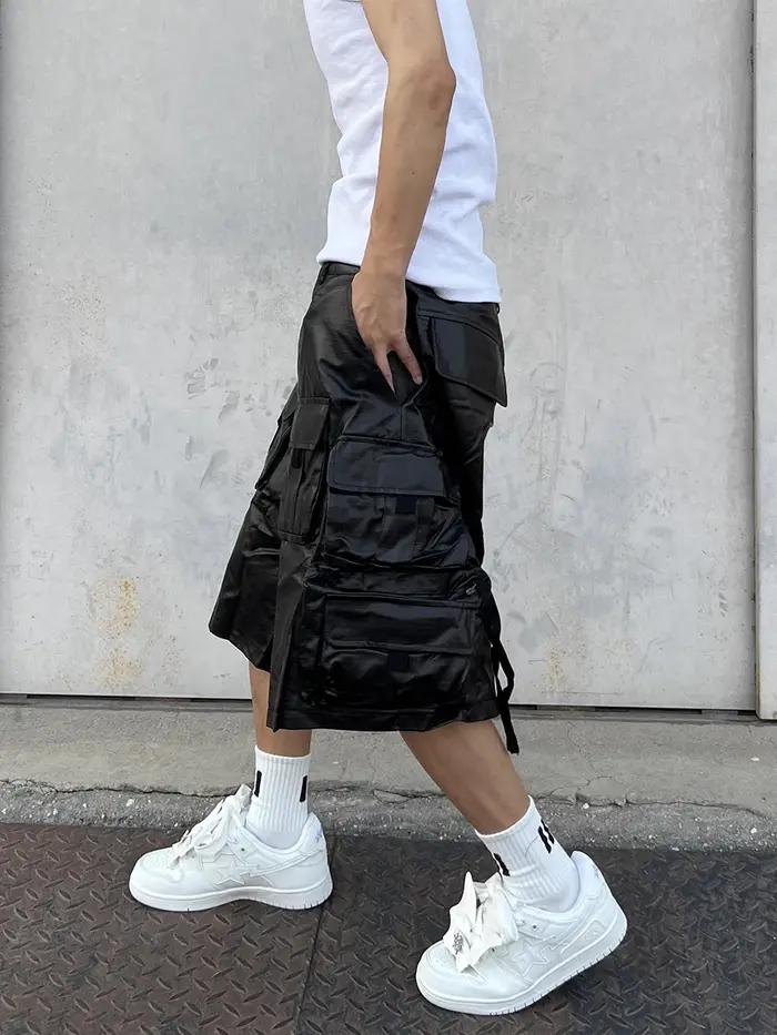 Mauroicardi printemps été Cool dur imperméable noir Shorts pour hommes avec de nombreuses poches amé