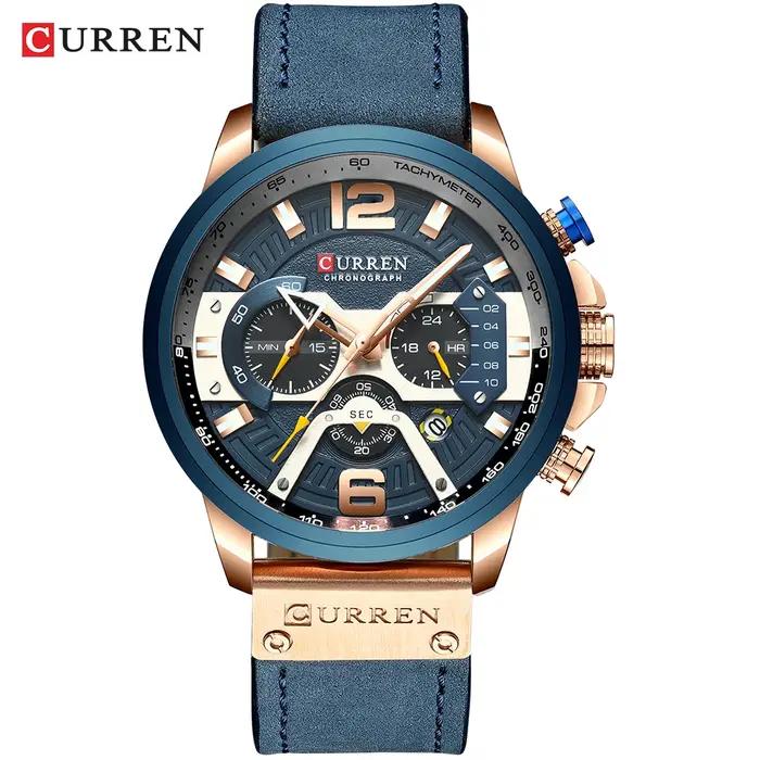CURREN montres de Sport décontractées pour hommes bleu Top marque de luxe militaire en cuir montre-b