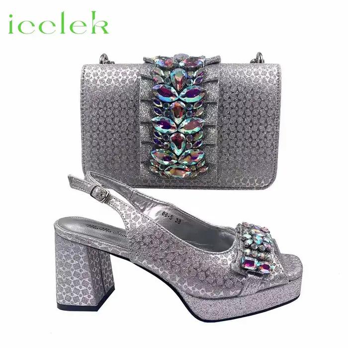 Ensemble élégant de chaussures italiennes et sacs assortis pour femmes, avec escarpins à bout ouvert