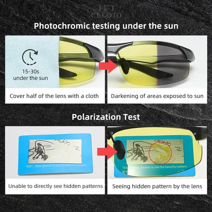 SZTZX aluminium sans monture photochromique jour nuit Vision Anti-éblouissement lunettes hommes pola