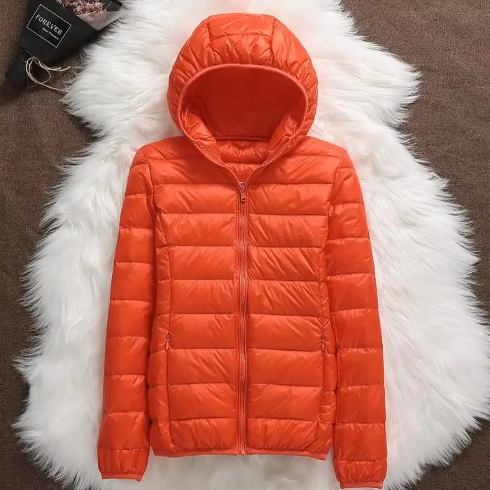Doudounes à capuche ultralégères pour femmes, 2023 duvet de canard blanc, parkas pliables décontract
