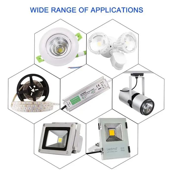 Alimentation de commutation étanche DC 12V 24V, transformateur d'éclairage LED extérieur IP67 ~ IP68