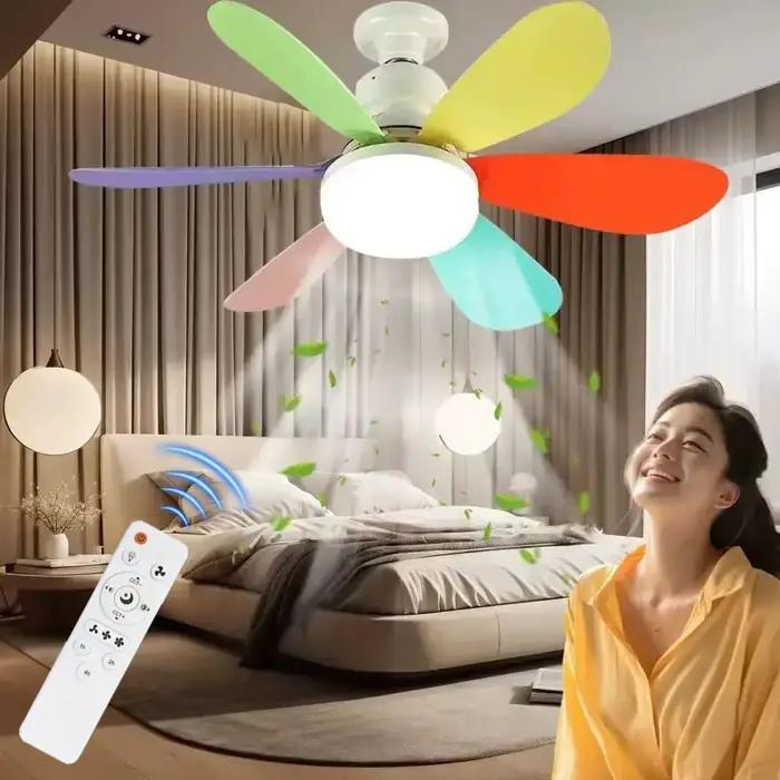 E27 Base LED ventilateur de plafond lumière avec télécommande 85 V-265 V tension 3 couleurs lumières