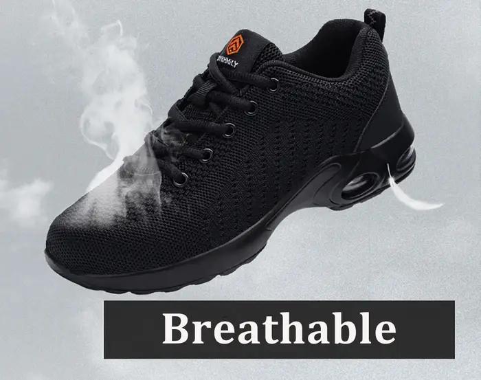 LARNMERM chaussures de sécurité pour femmes coussin d'air bottes de travail chaussure respirant lége