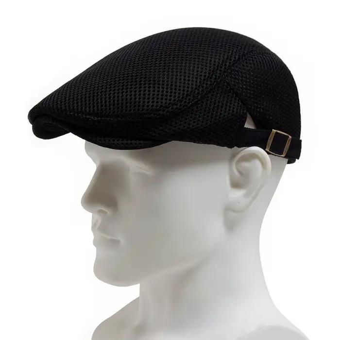 Béret en maille respirante pour hommes et femmes, chapeau plat, pare-soleil décontracté, Vintage, ca
