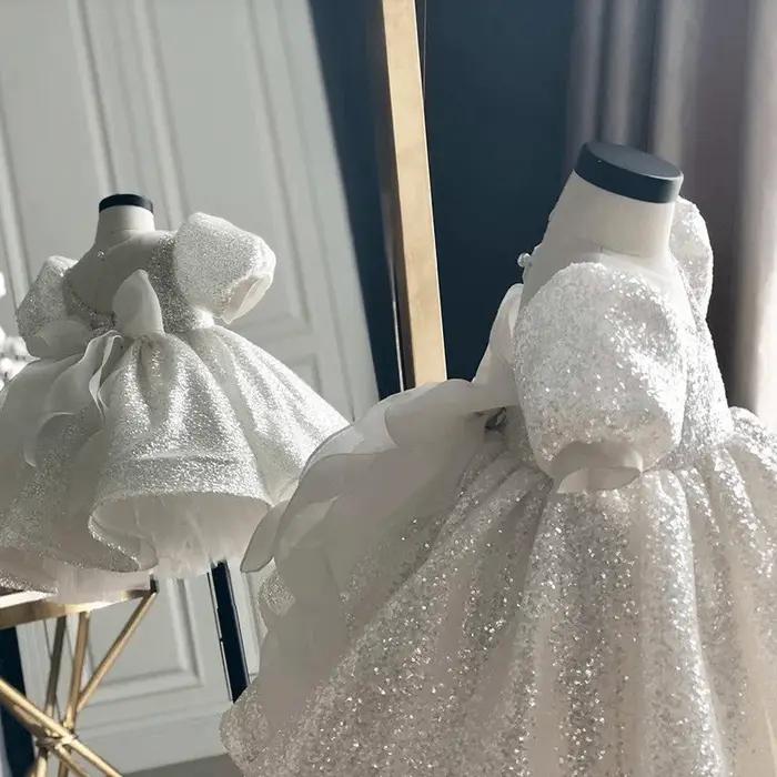 Robe de bal d'anniversaire pour bébé fille de 1 à 14 ans, tenue Tutu princesse à paillettes, avec nœ