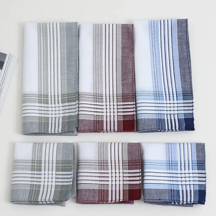 Mouchoirs en pur coton teint en fil pour hommes, mouchoirs à carreaux classiques, souvenirs du marié