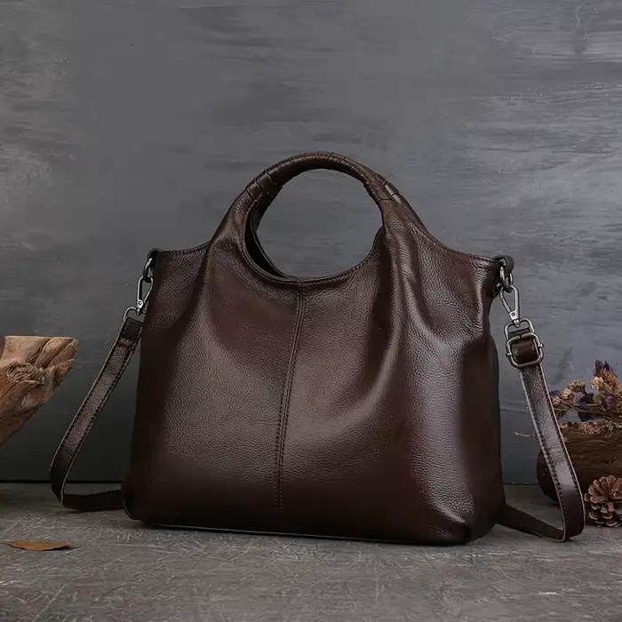 Sac fourre-tout Vintage en cuir véritable pour femmes, fourre-tout de bonne qualité, grand sac à ban