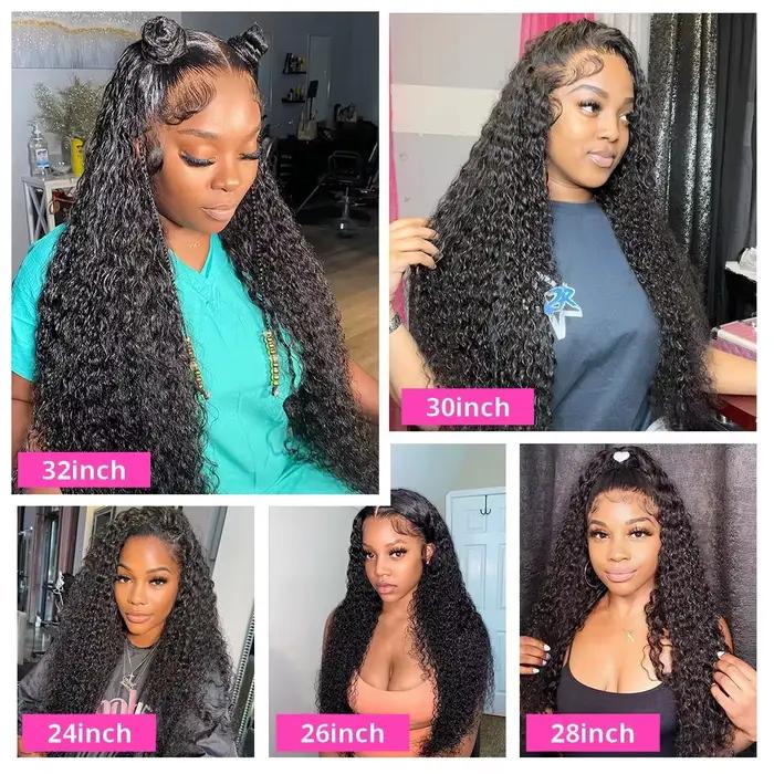 Perruque Deep Wave Lace Front Wig Remy Naturelle, Cheveux Bouclés, 13x6, 13x4, 30 Pouces, HD, pour F