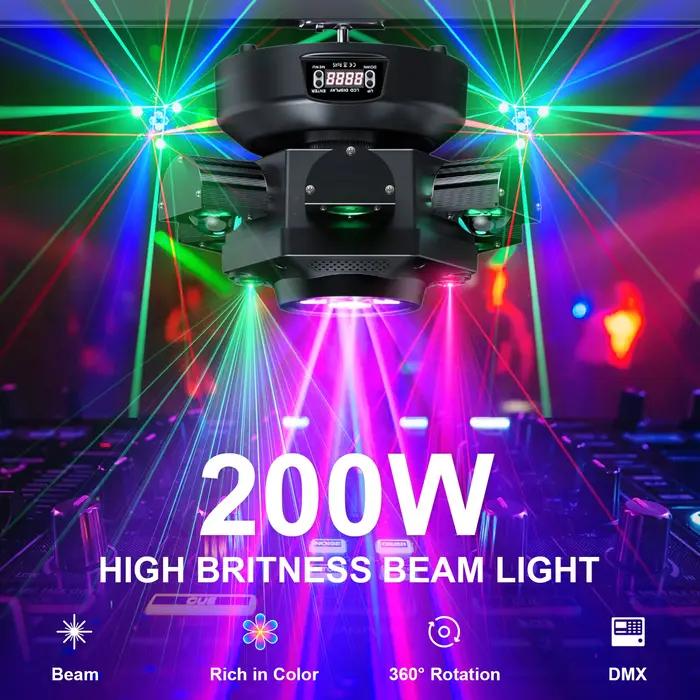 Leleght 200W RGBW 4 en 1 effet de lumière et effet étoilé contrôlé DMX512 activé par le son et maîtr